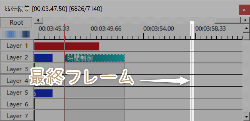 灰色の線は最終フレームと言い、この線が動画の終わり