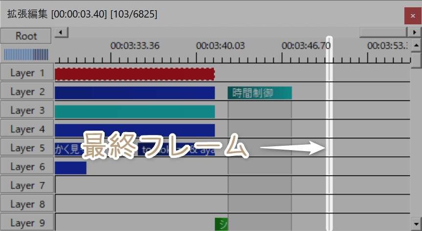 灰色の線は最終フレームと言い、この線が動画の終わり